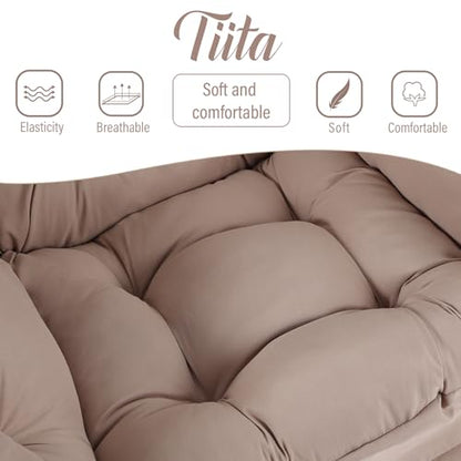 Lazy Chair with Ottoman, Comfy Reading Accent Chair, Khaki | Foldable Footrest, Padded Seat and Backrest, Side Pocket for Lounging in Living Rooms, Bedrooms, Dorms and Small Spaces - color: Peach Skin Khaki