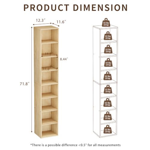 8 Cube Oak Book Shelf, Tall Bookcase for Bedroom Home Office Living Room - color: Oak, size: 8 Cube