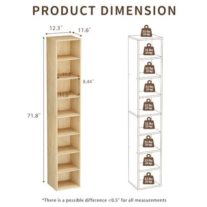 8 Cube Oak Book Shelf, Tall Bookcase for Bedroom Home Office Living Room - color: Oak, size: 8 Cube