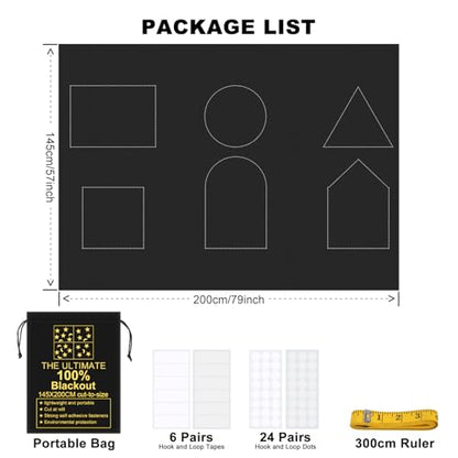 Blackout Curtains 100% Blackout Blinds Window Cover Portable Shades 79”x57” | No Drill, Cuttable Fabric, Temporary Blinds, Indoor Window Shades, Bedroom Nursery RV Travel, Sun Blocker, Room Darkening - size: 57"W x 78.7"L (Pack of 1)