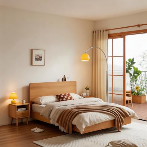 Modern LED Arc Floor Lamp Silver Floor Lamp Glass Shade Standing Lamp with Marble Base Floor Light for Living Room Reading Bedroom Home Office