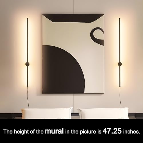 RC Dimmable Modern Plug in Wall Sconce Set of Two LED Black Wall Lights with Dimmer 39.4 inches Wall Lamp with Memory Function Original Brand Lighting - color: Black, size: 39in-Plug in
