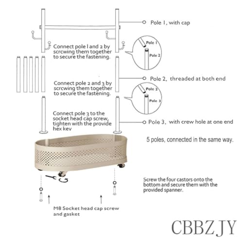 Cream White Wheeled Cactus Metal Coat Rack Freestanding Garment | Organizer Double Sided, Modern Style, Powder Coated, for Entryway and Bedroom, 24x14x66.93 Inches - color: Off-White