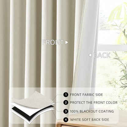 ChrisDowa Birch Blackout Curtains 45 Inches Long 2 Panels for Bedroom | Room Darkening,Light Blocking,Thermal Insulated,Faux Linen,Farmhouse,Grommet,Window Treatment,Drapes,Living Room,52x45 - color: Birch, size: 52"W x 45"L (Pack of 2)