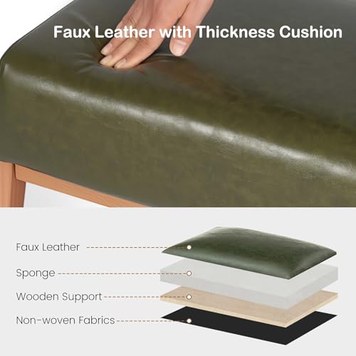 Modern Ottoman Foot Stool, Faux Leather Accent Sofa Footrest with Walnut Rubber Wood Frame, Ottoman Bench for Living Room Entryway Bedroom Sofa Seat, Hunter Green - color: Hunter Green