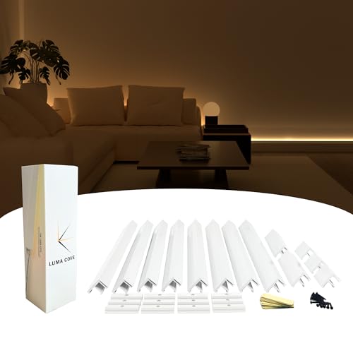 The 8.2FT/2.5M Modular Channel Assembly Kit for The Concealment of LED Strip Lighting Surface Mounted Cove Light Baseboard Uplight Wall Washer Lighting Decor - size: Covers 8 ft