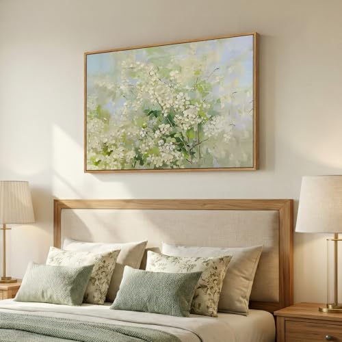 Framed Green Floral Botanical Wall Art for Living Room, 24x36 In | Sage green floral branches, Wood frame, Canvas prints, Abstract greenery picture, Wall Decor for bedroom hallway - color: Sage Green