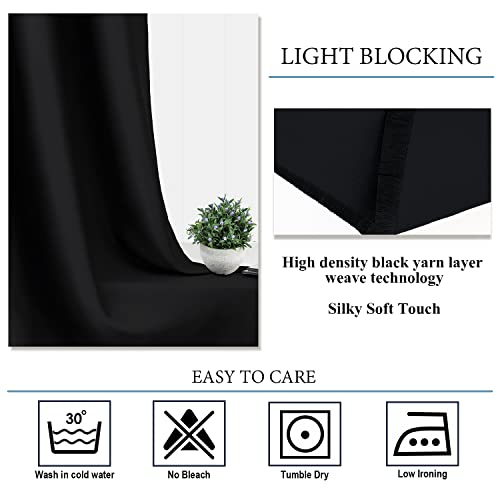 Diraysid Black Grommet Blackout Curtains for Bedroom Thermal Insulated Room Darkening Curtains Drapes, 42 x 95 inch, 2 Panels - color: Black, size: 42"W x 95"L (Pack of 2)