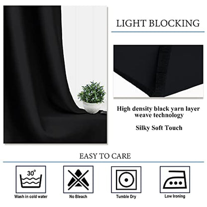 Diraysid Black Grommet Blackout Curtains for Bedroom Thermal Insulated Room Darkening Curtains Drapes, 52 x 72 inch, 2 Panels - color: Black, size: 52"W x 72"L (Pack of 2)