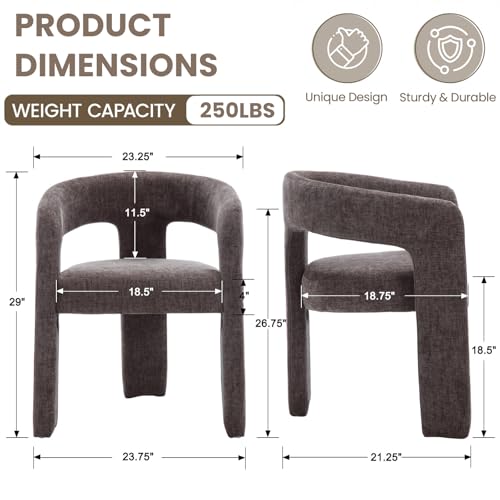 HNY Modern Chenille Barrel Single Dining Chair, Charcoal Grey | Upholstered Accent Armchair With 18.19" Wide Seat No Assembly Required For Living Room Bedroom Vanity Small Spaces - color: Charcoal Grey Chenille