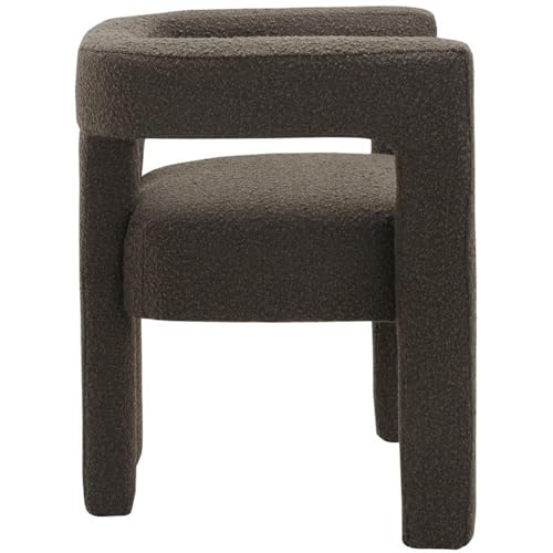 Meridian Furniture Athena Collection Modern | Contemporary Boucle Fabric Upholstered Accent | Dining Chair, 25" W x 21" D x 27" H, Brown - color: Brown