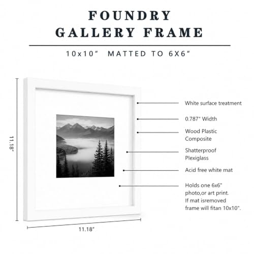 HEART ART 10x10 White Picture Frame 6x6 with Mat Set of 9 | Gallery Wall Frame Set, Collage, Square Picture Frames - color: White, size: 10x10 for 6x6