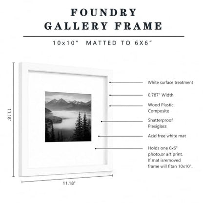 HEART ART 10x10 White Picture Frame 6x6 with Mat Set of 9 | Gallery Wall Frame Set, Collage, Square Picture Frames - color: White, size: 10x10 for 6x6
