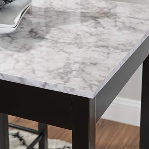 Space Saving Design, Black Finish, Faux Leather Seats, 36 Inch Counter Height Table - color: Black