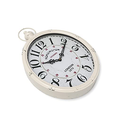 Menterry Large Oval Retro Wall Clock, Rustic Vintage Style, Antique White | Battery Operated Silent Decor Wall Clocks for Living Room,Kitchen,Farmhouse,Office (15.5" H x 10.5" W) - color: White