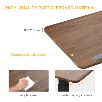 Overbed Bedside Table with Wheels, Pneumatic Adjustable Medical Tilt Top Hospital Bed Table Over The Bed, Rolling Laptop Desk, Mobile Standing Desk for Hospital and Home Use, Walnuts - color: Black Walnuts