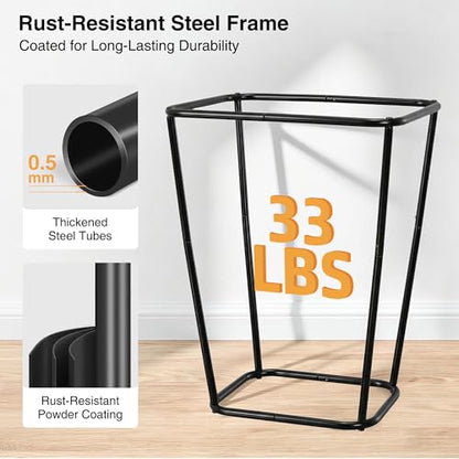 STO STO 75L Laundry Hamper with Lid, Black Clothes Hamper with Handles, Breathable Vinyl Mesh Laundry Basket, Sturdy Steel Frame, Space Saving Laundry Bin for Bathroom, Bedroom, Dorm, Small Spaces