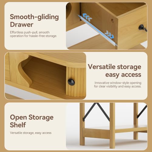 39'' Narrow Console Table, 2-Tier Entryway Sofa Table,Natural Wood | Narrow Entry Table with Drawer & Cabinets; Sturdy X-Frame, Slim Wood for Entryway, Hallway, Living Room & Behind Couch - color: Burywood