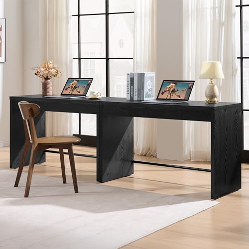 SICOTAS Computer Desk Writing Table, 47-Inch Wooden Study Desk for Bedroom | Farmhouse Home Office Desk with Drawer, Boho Makeup Vanity Table for Dormitory, Black Oak, 2 Pieces - color: Black Oak, size: 2 Pieces