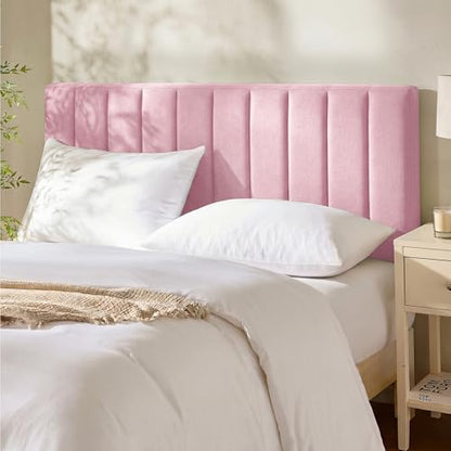 Nestl Upholstered Queen Headboard - Easy Assemble Channel Stitched Headboard Queen Size - Wall Mounted Headboards with 3D Soundproof Wall Panels Peel & Stick Floating Headboards, Pink - color: 10-pink, size: Queen