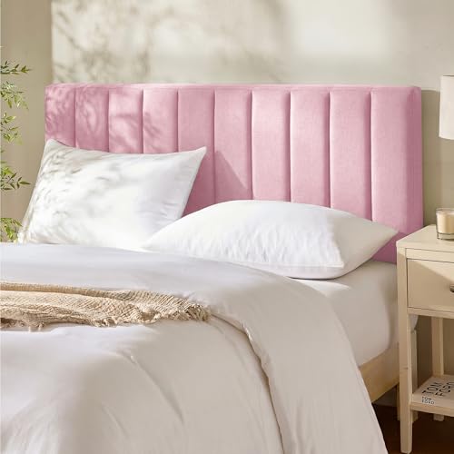 Nestl Upholstered King Headboard - Easy Assemble Channel Stitched Headboard King Size Bed - Wall Mounted Headboards with 3D Soundproof Wall Panels Peel & Stick Floating Headboards, Pink - color: 10-pink, size: King