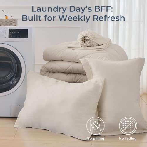 5-Piece Twin Comforter Set, Beige | Reversible, All-Season, Soft, 5 Piece Set, All-Season Reversible Bed in a Bag, Flat Sheet, Fitted Sheet, Pillowcases - color: Beige, size: Twin