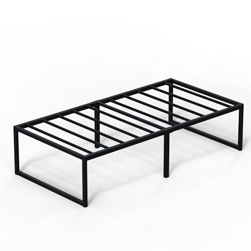 EMODA 16 Inch Narrow Twin Bed Frame 30x75, Heavy Duty Metal Platform | No Box Spring Needed, Easy Assembly, Noise Free, Black - color: Black, size: Narrow Twin, style: 16 inch