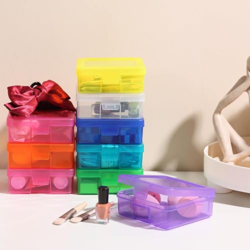 18 Pack Plastic Hobby Art Craft Organizer with Boxs | Transparent View,Stackable,Clear,Space-Saving,Durable,See Through,Plastic,,Dust Protection - size: Small&Color-18 Pack