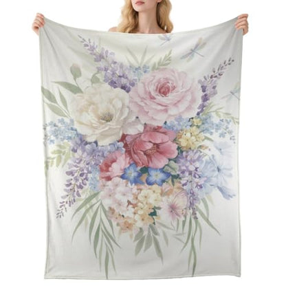 White Pink Purple Flower Fuzzy Throw Blanket Ultra Soft Sofa Blanket for Wife Girls Blankets New Apartment Gifts House Essentials for Bedroom Living Rooms Couch Sofa Bed 40X50 Inch - size: 40 × 50 inch