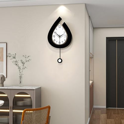 Decorative Wall Clock for Living Room Decor Large Modern Clocks | Pendulum Battery Operated for Bedroom Office Kitchen Home Small Black Silent Analog Wall Clock Non Ticking 11.8*22.4 Inch - size: 12*22 inch