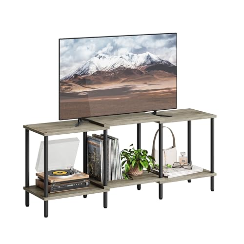 TV Stand, Entertainment Center, Industrial TV Media Console Table with Open Storage Shelves, 2 Tier TV Cabinet for Living Room, Bedroom LTS107Q - color: Light Oak