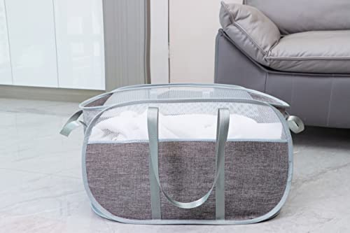 Pop Up Laundry Hamper，with Durable Handles collapsible laundry basket，Easy to Open and Fold for college Dorm,kids room，travel (Gray)… - color: Gray