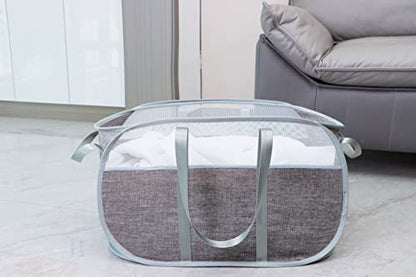 Pop Up Laundry Hamper，with Durable Handles collapsible laundry basket，Easy to Open and Fold for college Dorm,kids room，travel (Gray)… - color: Gray