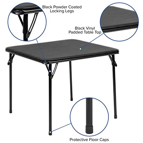 Flash Furniture Mindy Kids Folding Table, Black | Vinyl Padded Top, Powder Coated Locking Legs, Daycare - color: Black, size: Table