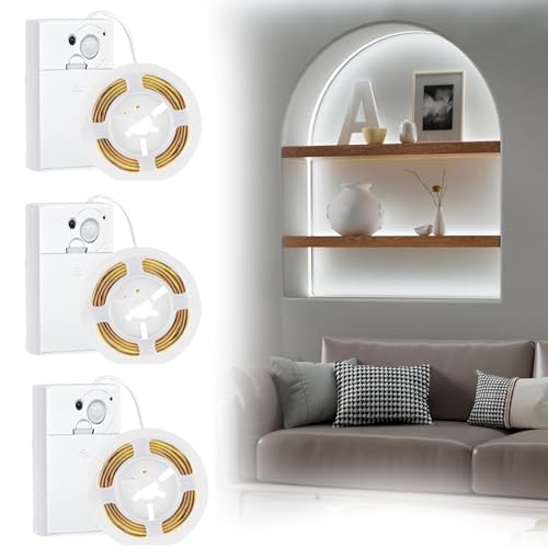 EJ's SUPER CAR COB LED Strip Lights, 4.92FT 3Pack 6000K Cool White Battery Powered LED Strip Lights Timer Dimmable Flexible Cuttable Tape Lights for Cabinet Shelves Bedroom - color: Cool White