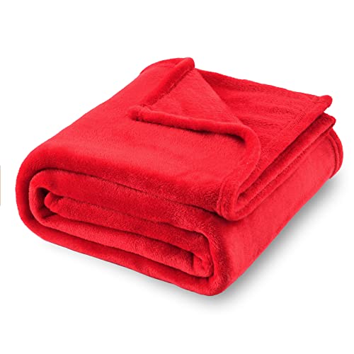 Flannel Fleece Blanket Throw Size, Classic Red, 50x60 inches | All Season Lightweight Super Soft Cozy Blanket for Bed or Couch - color: Classic Red, size: 50"×60"