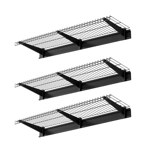 VEVOR 3-Tier Heavy Duty Wall Garage Shelving, 1 x 3 ft Steel Wall Mounted Shelving Unit, 11 x 36 Inch Per Shelf Floating Storage Metal Rack for Garage with 450 lbs Total Weight Capacity, Black - size: 1×3 ft