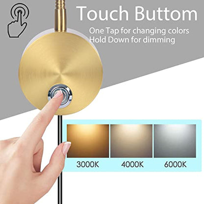 Adust Bedside Reading Light, Bedroom Reading Lamp, 3W LED Touch Dimmable Brightness Minimalist Wall Headboard Reading Lamp, Adjustable Colour Temperature, 3000k, 4000k, 6000k (Gold (2-Pack)) - size: Gold (2-Pack)