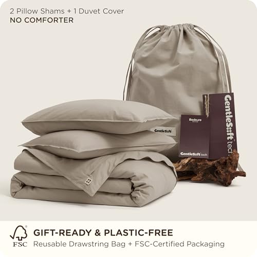 Bedsure PureWoven 100% Cotton Slub Weave Duvet Cover Set, Full Set, 3-PC | Luxury Linen-Like Textured Bedding Set, Double-Stitched, Easy to Change, Zipper Closure, Slub Tannish Linen Grey, 80" X 90" - color: 33 - Slub Tannish Linen Grey (No Comforter), si