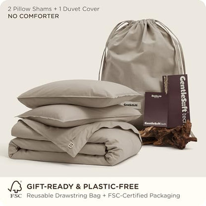 Bedsure PureWoven 100% Cotton Slub Weave Duvet Cover Set, Full Set, 3-PC | Luxury Linen-Like Textured Bedding Set, Double-Stitched, Easy to Change, Zipper Closure, Slub Tannish Linen Grey, 80" X 90" - color: 33 - Slub Tannish Linen Grey (No Comforter), si