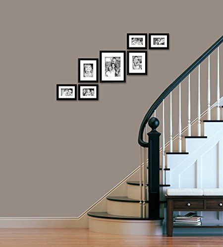 Craig Frames 1WB3BK Picture Frame 7-Piece Wall Set, Black Frames, White Display Mats - color: 500FSET01S07Y Black Frame Set