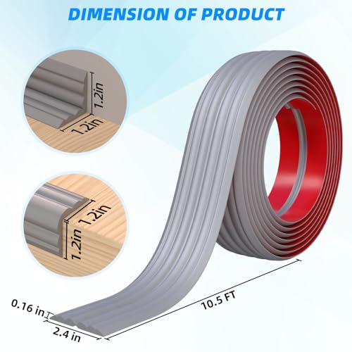 10FT Flexible Wall Corner Protector Moulding Trim, Peel and Stick Inside & Outside Wall Corner Guards Edge Protector,Self Adhesive Molding Trim Strip for Edge Ceiling - color: Gray, size: 2.3in x 10.5ft