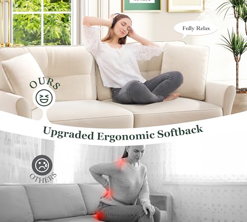 Loveseat Sofa, 69" Love Seat Couches, Velvet Small Couch, White Couch | Comfy Velvet, 69" Spacious Seating, Tool-Free Setup, 700 LBS Load Bearing, Modern Couch, Sofas for Living Room, Bedroom Couch - color: White, size: 69"