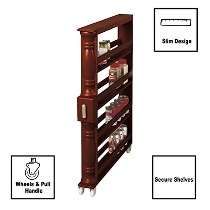 Slim Rolling Can and Spice Racks - Walnut - color: Natural