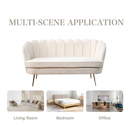 Chifee & Vingol Upholstered Small Loveseat for Small Space with Golden Legs,Beige - color: Chenille-beige
