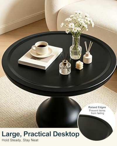 18IN x 21IN Round Side Table Modern Small Black Side Table, Matel Pedestal Accent Coffee End Table for Living Room Bedroom, Easy Assembly Indoor/Outdoor Circle Table - color: 18in-black Drop