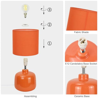 Oslo Small Ceramic Table Lamp for Living Room and Bedroom,Modern Kids Night Table Lamp,Φ7.09×H13.39IN,Bulb Excluded,Orange - color: Orange