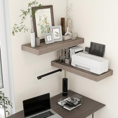 30 Inch Floating Shelves, 12'' Deep Grey Shelves for Wall Set of 2 | Invisible Brackets, Engineered Wood, Mounting Hardware Included, 45LBS, Bathroom, Laundry Room, Kitchen, Living Room - color: Grey, size: 30W x 11.6D x 2H, 2 Pack