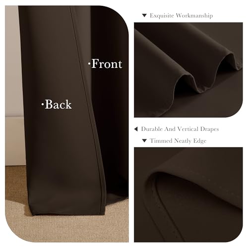 PONY DANCE Brown Blakcout Curtains for Living Room 84 inch Long, 2 Panels | Dark Brown Long Black Out Panels Set Window Treatments Thermal Insulated Light Blocking Back Tab/Rod Pocket Curtain Drapes - color: Brown, size: 42"W x 84"L (Pack of 2)
