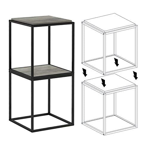 Furinno Moretti Cube Modern Stackable End Table Shelf, French Oak Grey - color: French Oak Grey, size: Stackable Cube